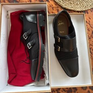 Christian Louboutin Men’s Mortisky Flat Calf P/Tresse size 44.4 in color Black